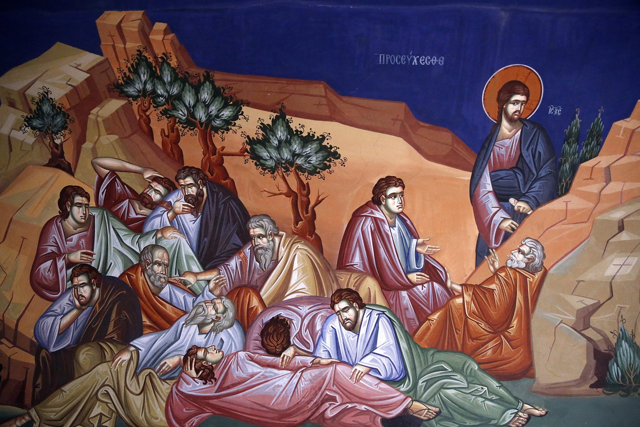 Klasztor Kykkos, Cypr. Jezus ze swoimi uczniami w Getsemani, 20150510, Pedoulas, Cypr autorstwa Unbekannt
