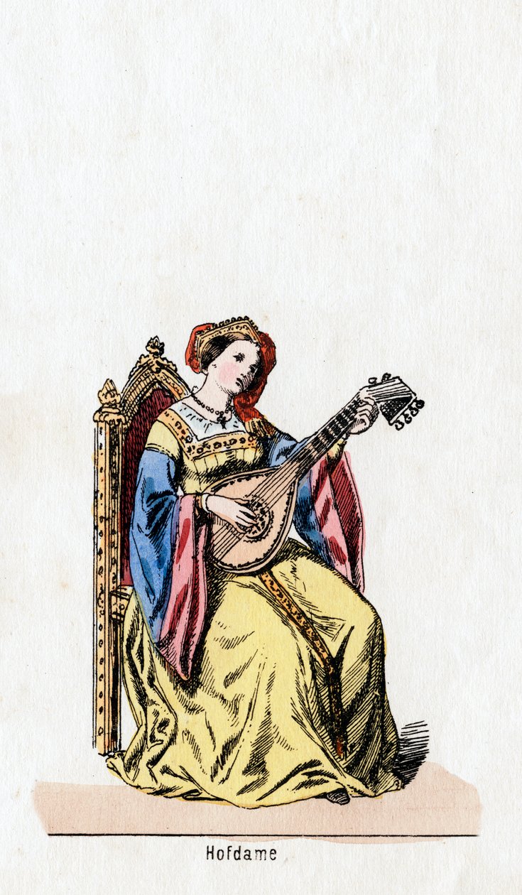 Dama dworu, projekt kostiumu do sztuki Szekspira Henryk VIII, XIX w. autorstwa Unbekannt