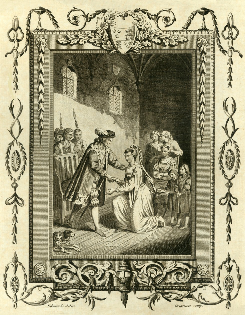 Lady Elżbieta Grey prosi Edwarda IV o przywrócenie jej ziem, 1461, 1783 . autorstwa Unbekannt