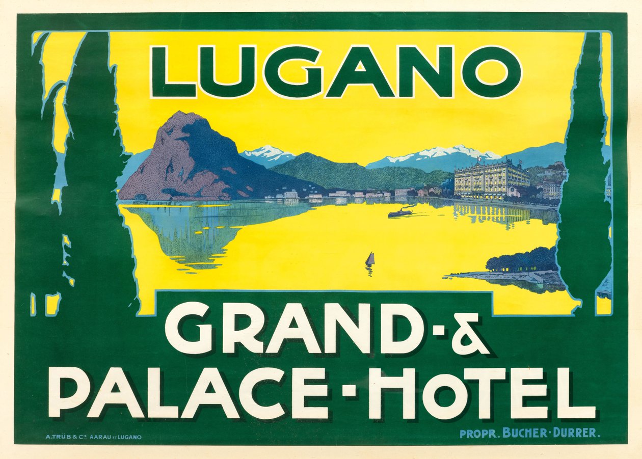 Jezioro Lugano. Hotel Grand i Palace, ok. godz. 1925. autorstwa Unbekannt