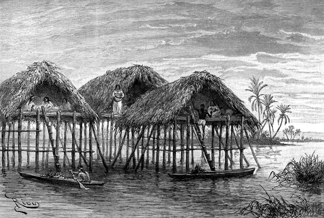 Mieszkania nad jeziorem Santa Rosa, niedaleko Maracaibo, Wenezuela, 1895 autorstwa Unbekannt