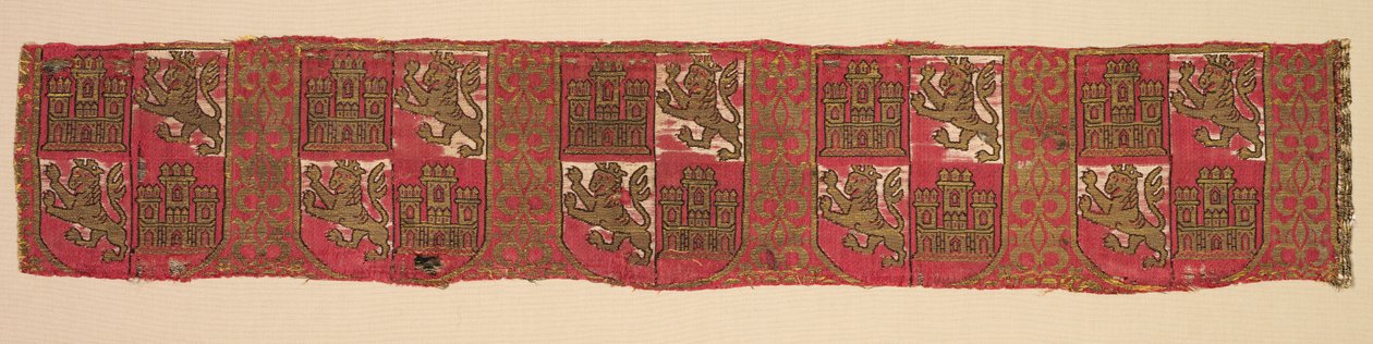 Lampas z heraldyką Kastylii i León, z królewskiej szaty chrześcijańskiej, 1200-1325. autorstwa Unbekannt