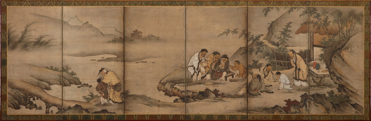 Krajobraz: Siedmiu Mędrców z Bambusowego Gaju, okres Momoyama, 1568-1615. autorstwa Unbekannt