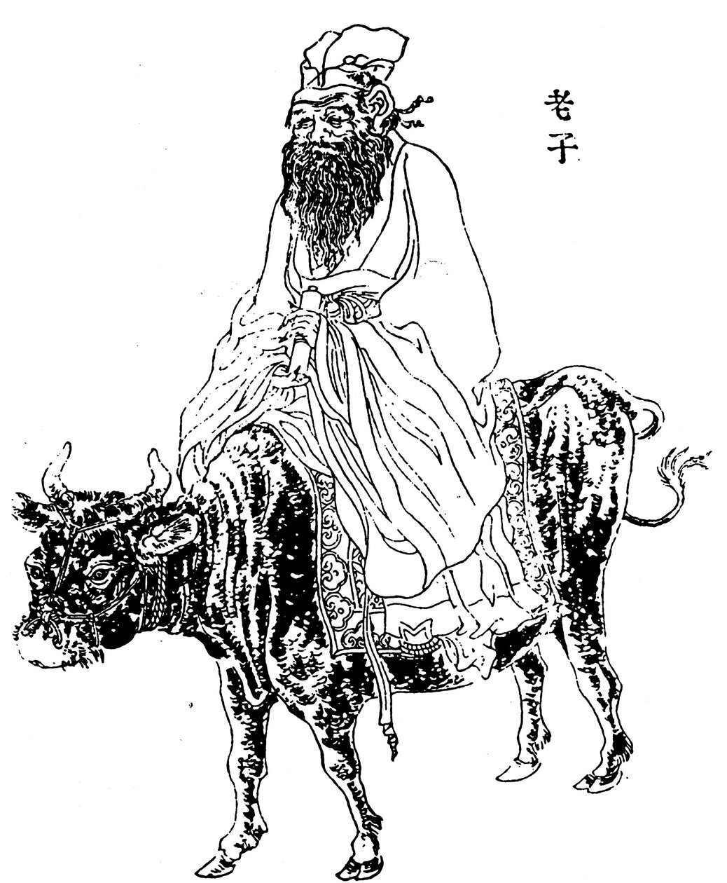 Lao-Tzu, starożytny filozof chiński i inspiracja taoizmu, koniec XIX wieku autorstwa Unbekannt