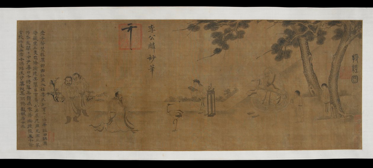 Laozi dostarczający kopię Daodejing z dynastii Ming, XVI-XVII wiek. autorstwa Unbekannt