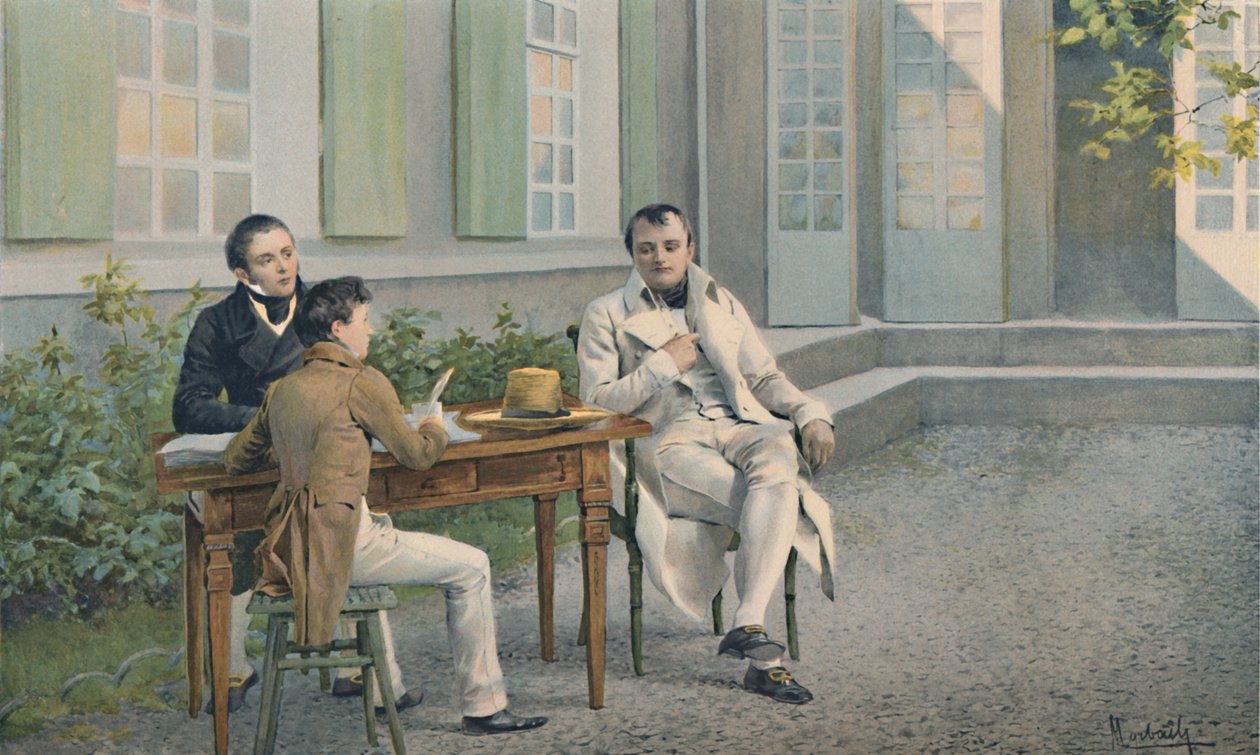 Las Casas i jego syn piszący historię Napoleona pod jego dyktando, c1815, 1896. autorstwa Unbekannt