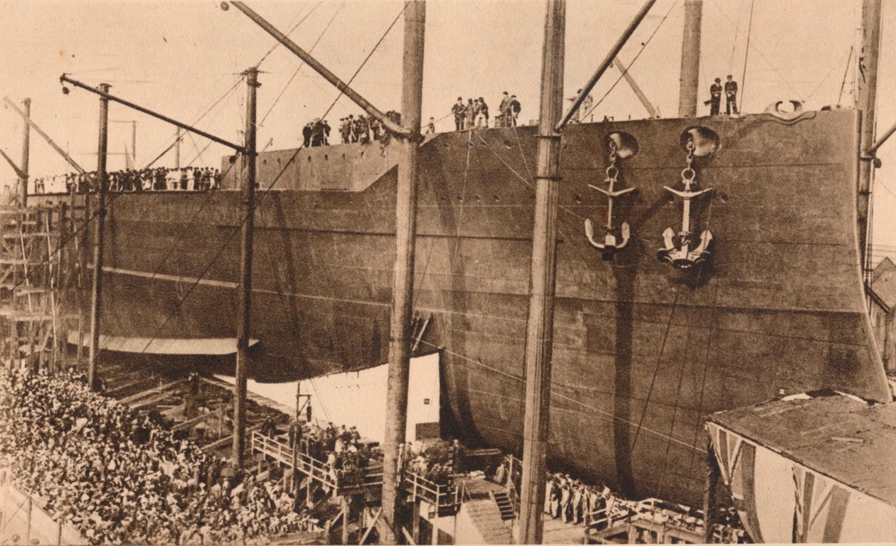 Wodowanie pancernika HMS „Queen Elizabeth”, 16 października 1913 1935. autorstwa Unbekannt