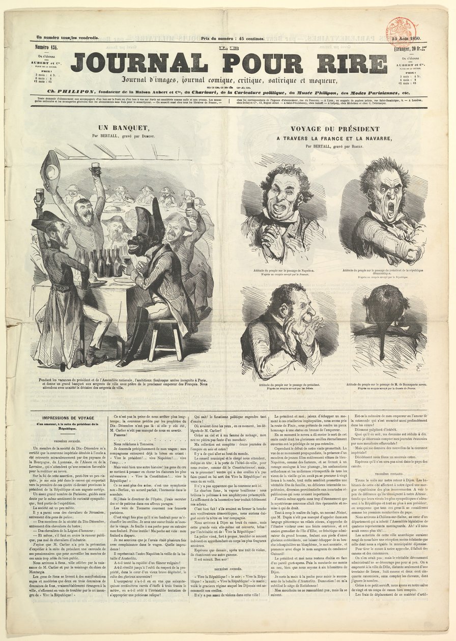 Le Journal Pour Rire, Journal dIimages, Journal Comique, Critique, Satirique et..., 23 sierpnia 1850. autorstwa Unbekannt