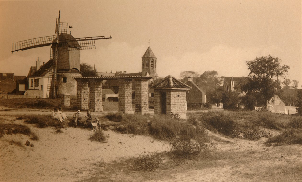 Stary wiatrak i kościół, stary wiatrak i kościół, ok. 1900. autorstwa Unbekannt