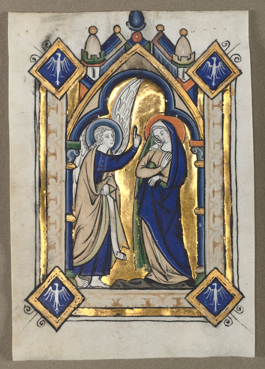Liść wycięty z psałterza: Zwiastowanie, c. 1260. autorstwa Unbekannt