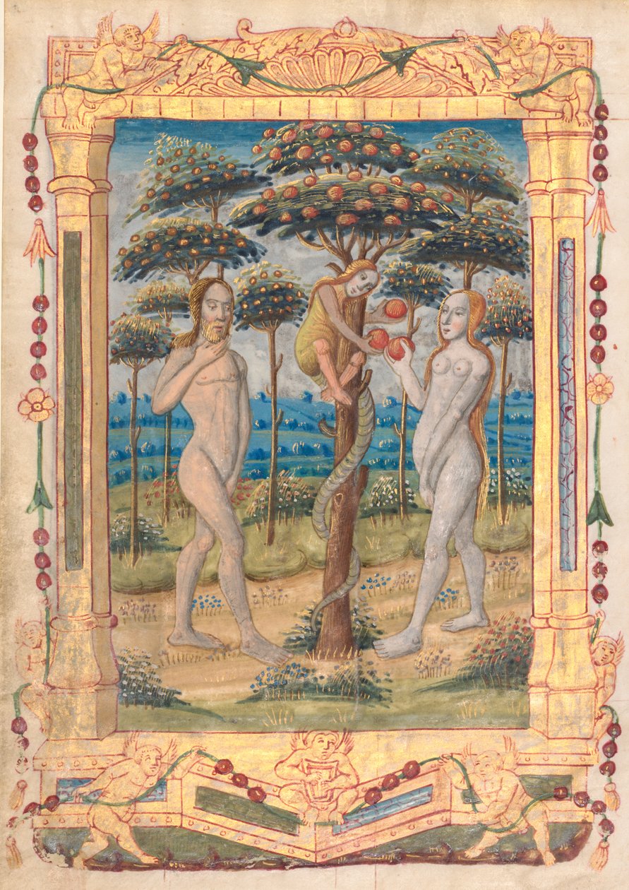 Kartka z Księgi Godzin: Adam i Ewa i upadek człowieka prosto..., c. 1510. autorstwa Unbekannt