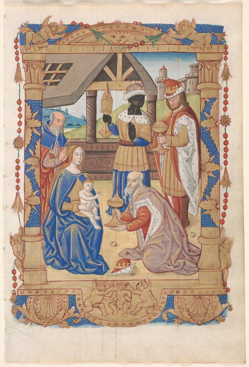 Kartka z Księgi Godzin: Adoracja Trzech Króli, c. 1510. autorstwa Unbekannt