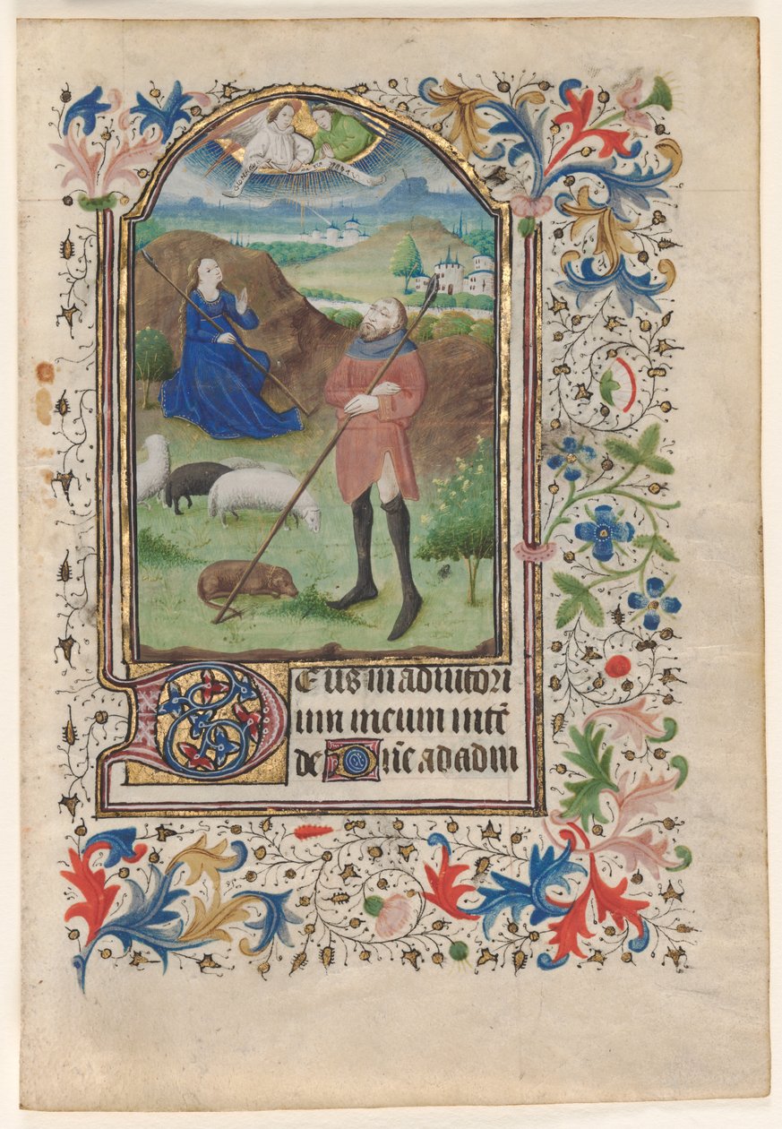 Kartka z Księgi Godzin: Zwiastowanie pasterzom, c. 1460. autorstwa Unbekannt