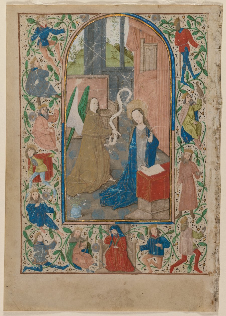Kartka z Księgi Godzin: Zwiastowanie prosto, 1470s. autorstwa Unbekannt