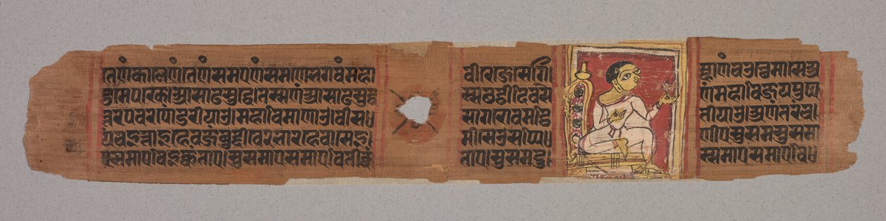Liść z Rękopisu Jain: Kalpa-sutra: Mnich trzymający kwiat prosto, 1279. autorstwa Unbekannt