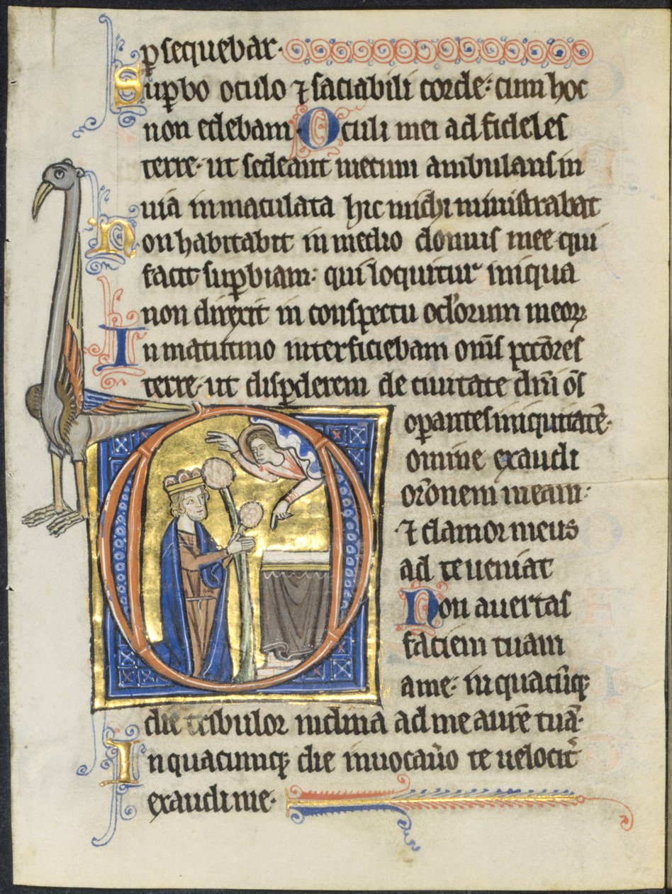 Kartka z psałterza: inicjał D: Dawid w modlitwie przed ołtarzem i Chrystus w obłoku..., ok. 117. 1270-12 autorstwa Unbekannt