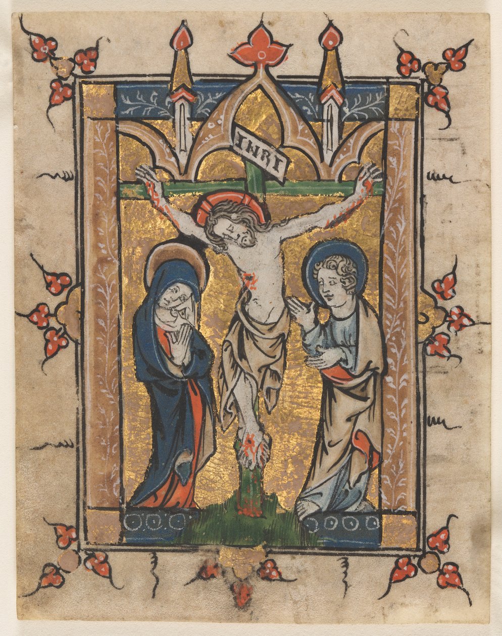 Liść z psałterza: Ukrzyżowanie, c. 1300-1330. autorstwa Unbekannt