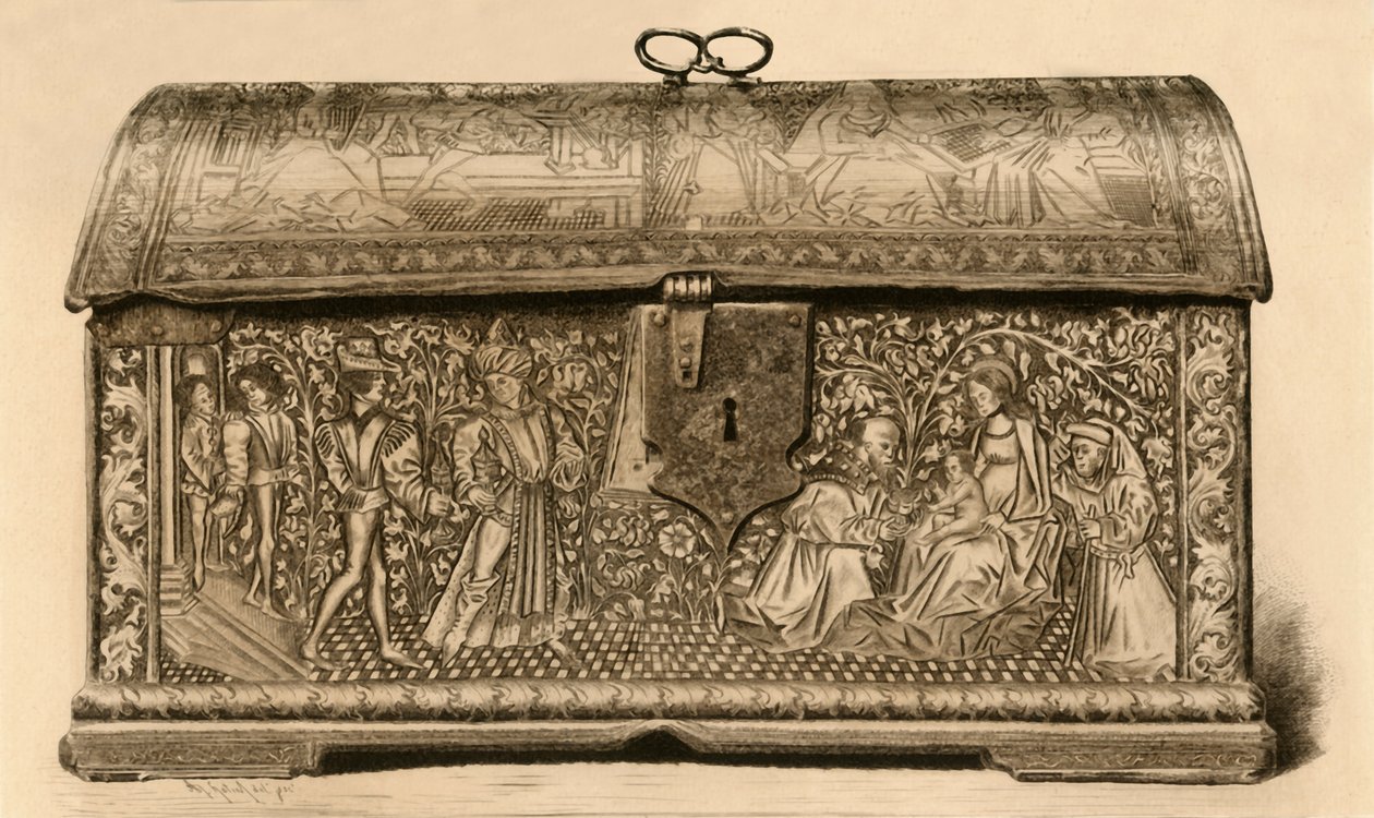 Kufer skórzany z dekoracją żłobioną, XV w., 1903 r. autorstwa Unbekannt