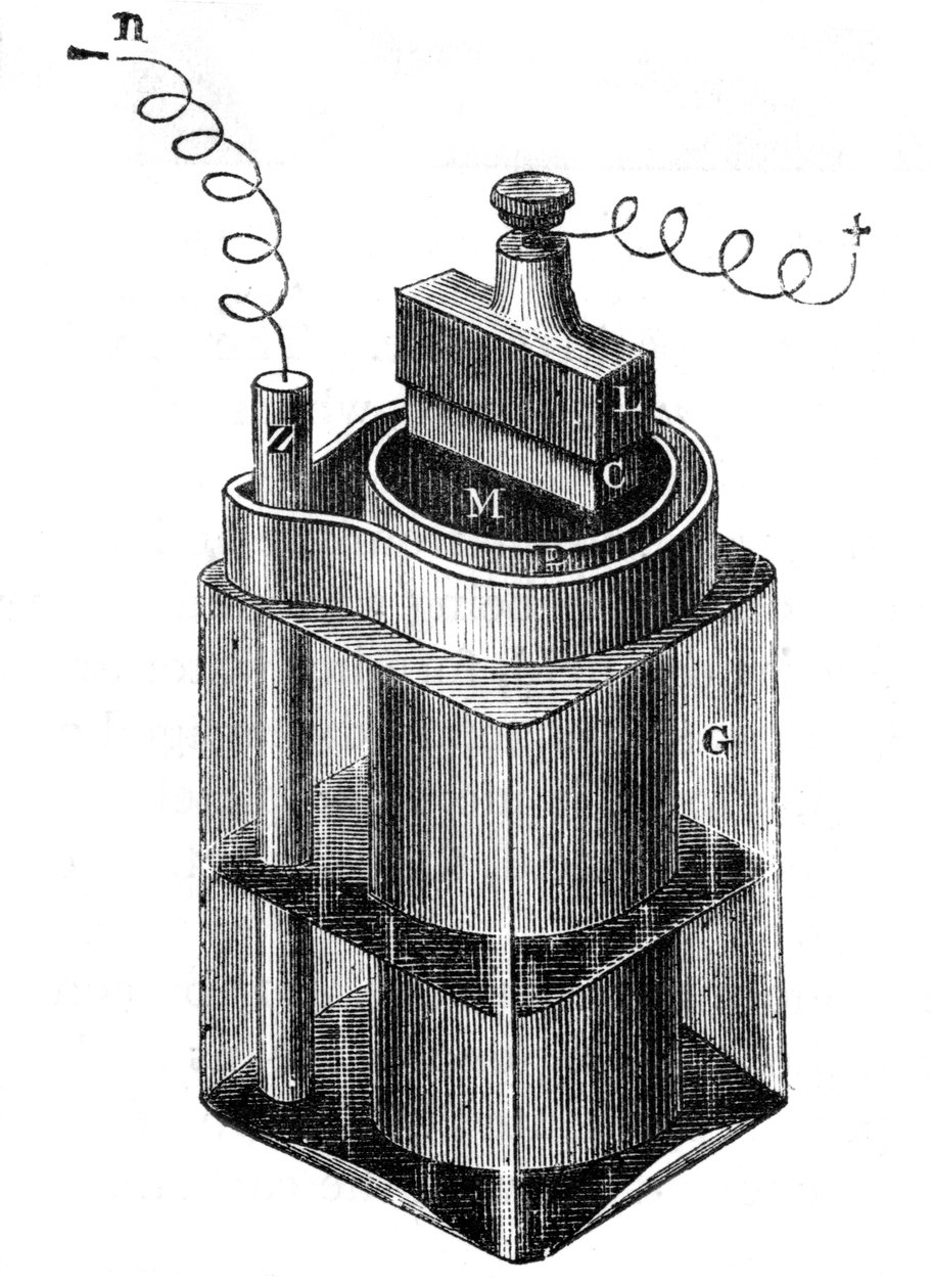 Ogniwo mokre Leclanche, wczesna bateria, 1887 autorstwa Unbekannt