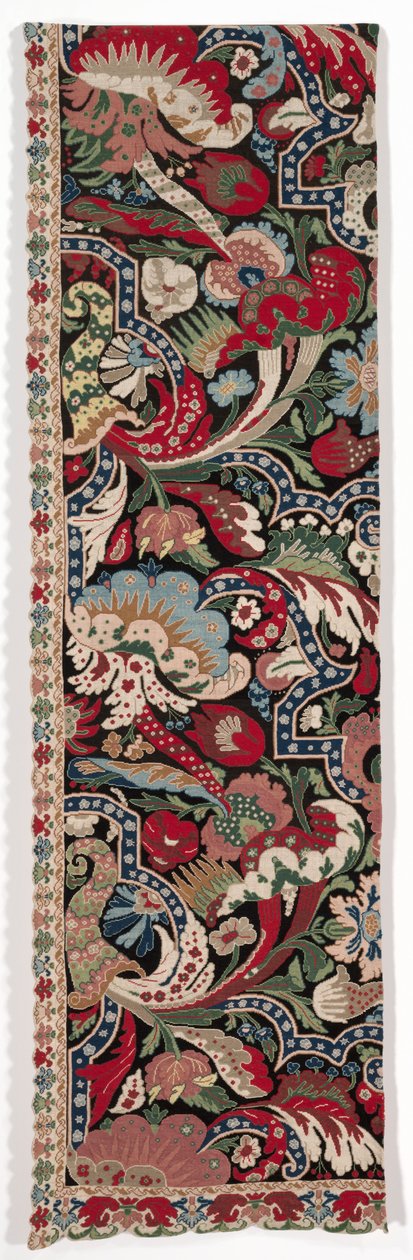 Lewa połowa pary haftowanych wieszaków na łóżko w dziwacznym stylu, 1710-1720. autorstwa Unbekannt