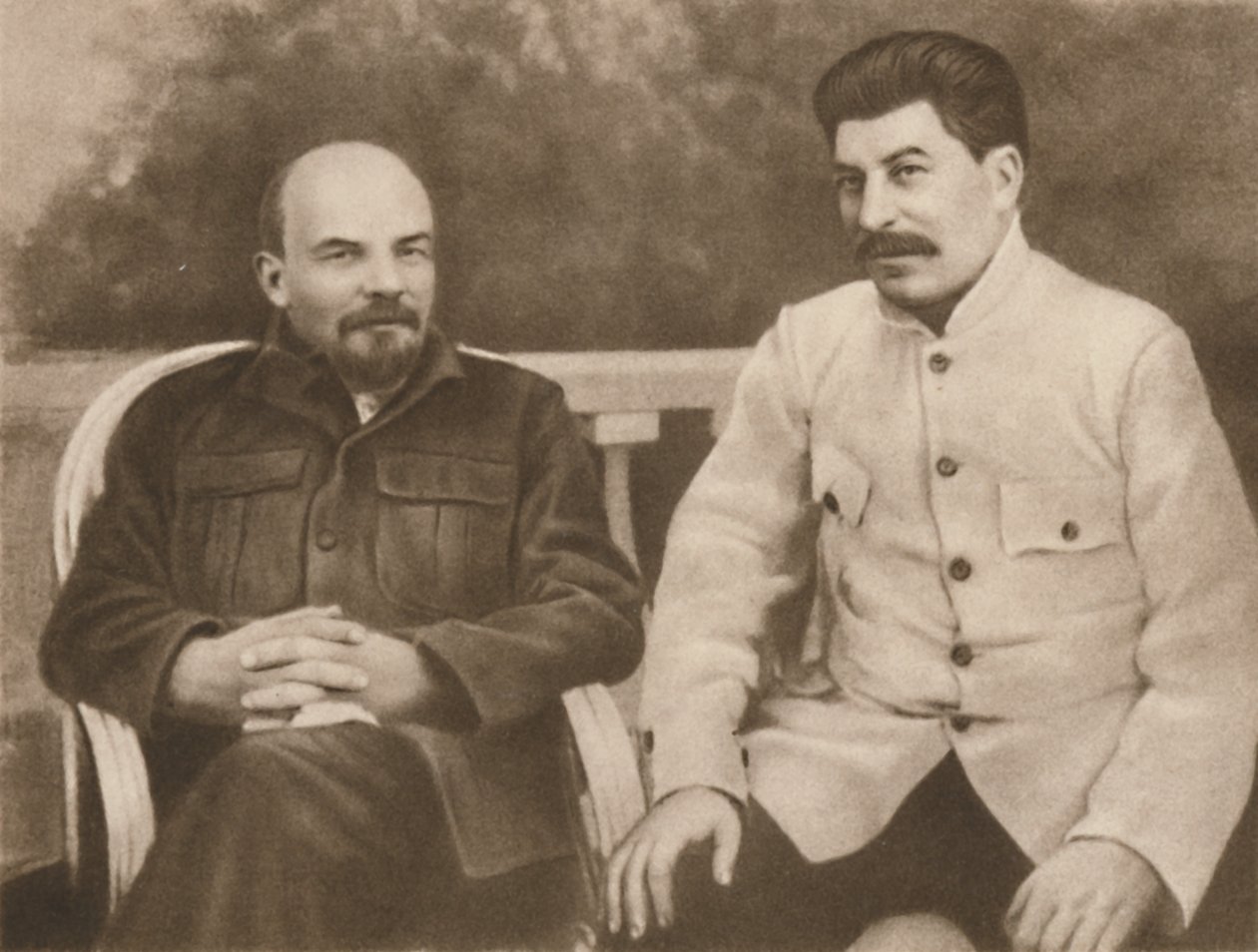 Lenin i Stalin w Gorkach pod Moskwą, 1922, 1939. autorstwa Unbekannt