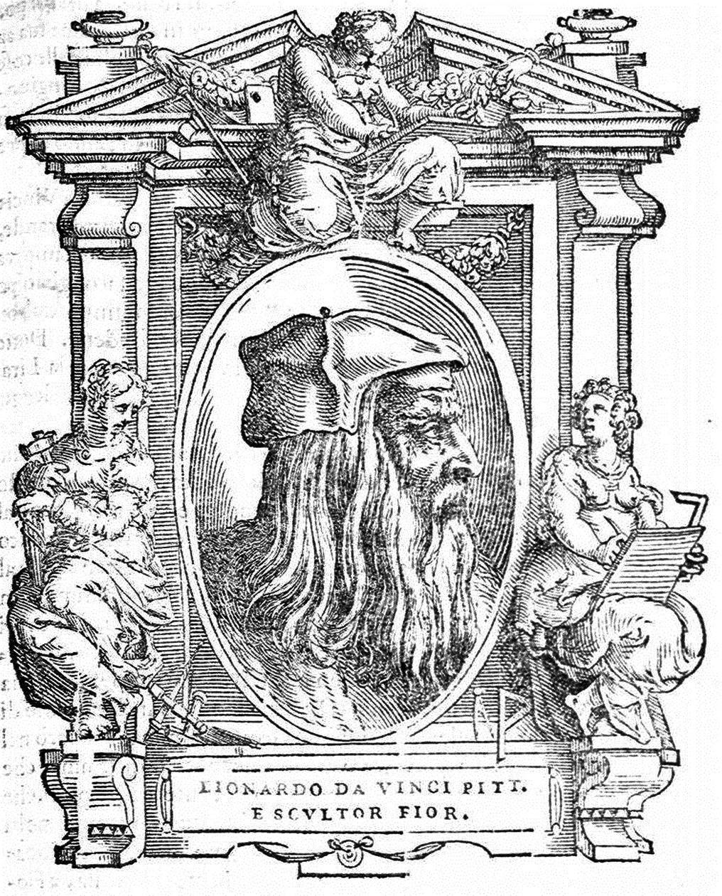 Leonardo da Vinci. Od: Giorgio Vasari, Żywoty najwybitniejszych włoskich malarzy, rzeźbiarzy i architektów, 1568 autorstwa Unbekannt