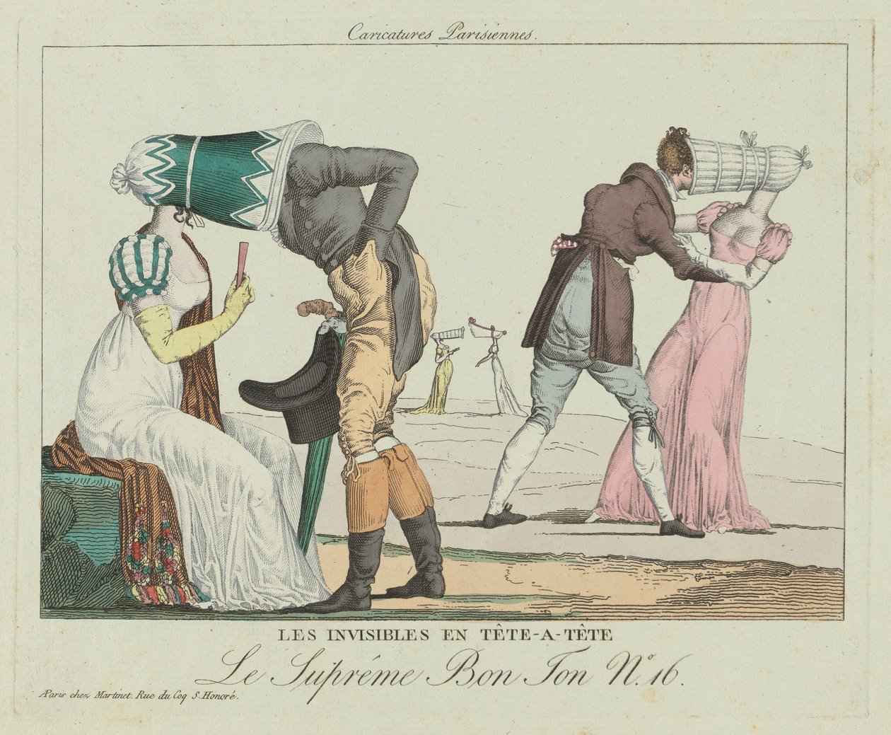Niewidzialni jeden-na-jeden-jeden-na-jeden z Poke Bonnets, 1805. autorstwa Unbekannt