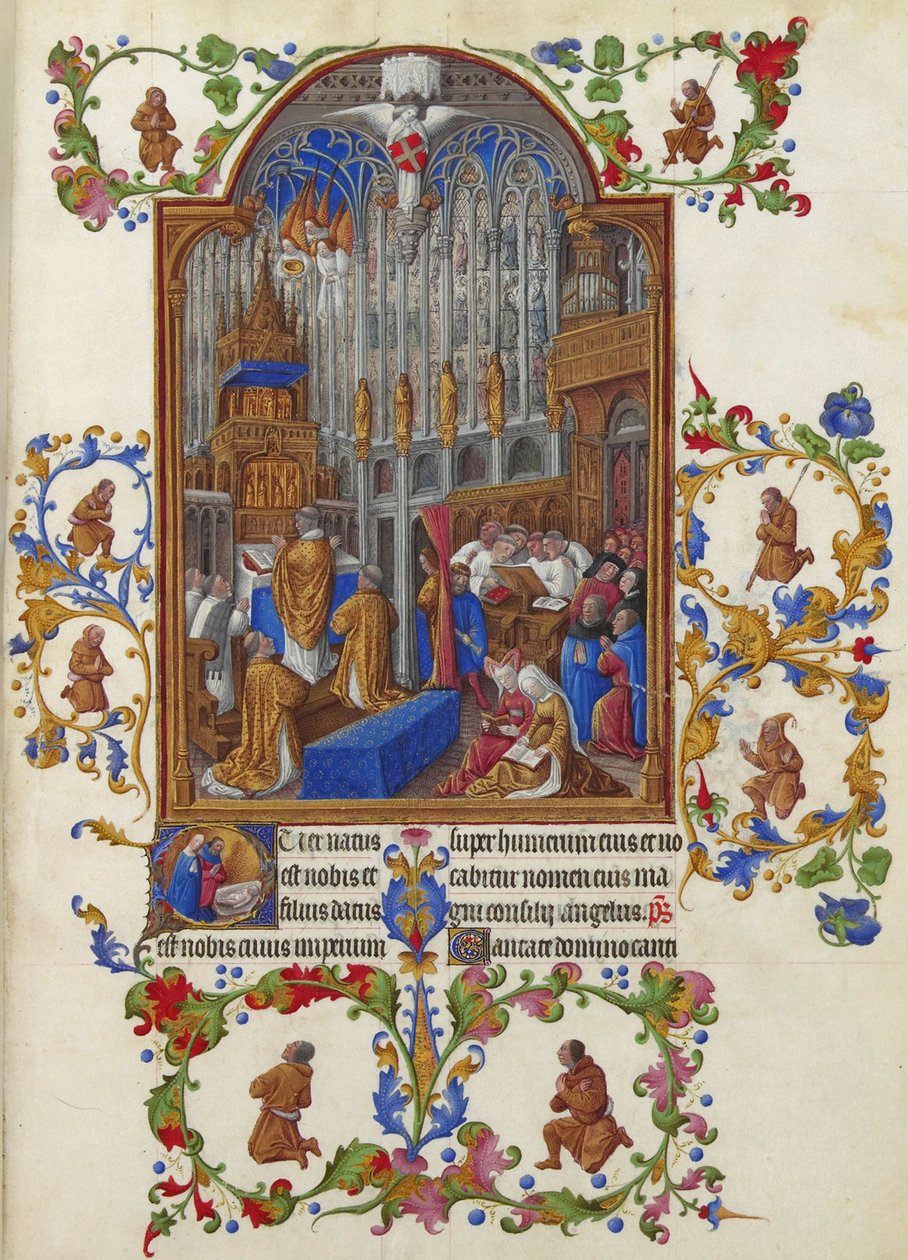 Les Très Riches Heures du Duc de Berry, Folio 158r - Msza wigilijna autorstwa Unbekannt