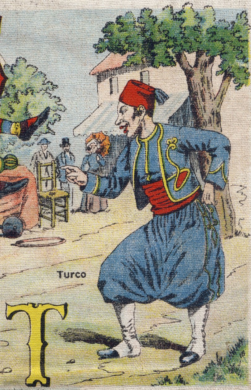 Litera T: turko. Drolatowy album . Seria numer 4 w Albumach-chromo na płótnie. Chromolitografie na tkance. Obrazowanie Marcel Vagne, Jarville-Nancy, początek XX wieku. Wymiary: 25x17,5cm autorstwa Unbekannt
