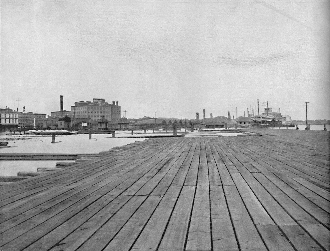 Lądowanie przed groblą i parowcem, Nowy Orlean, ok. 1897. autorstwa Unbekannt