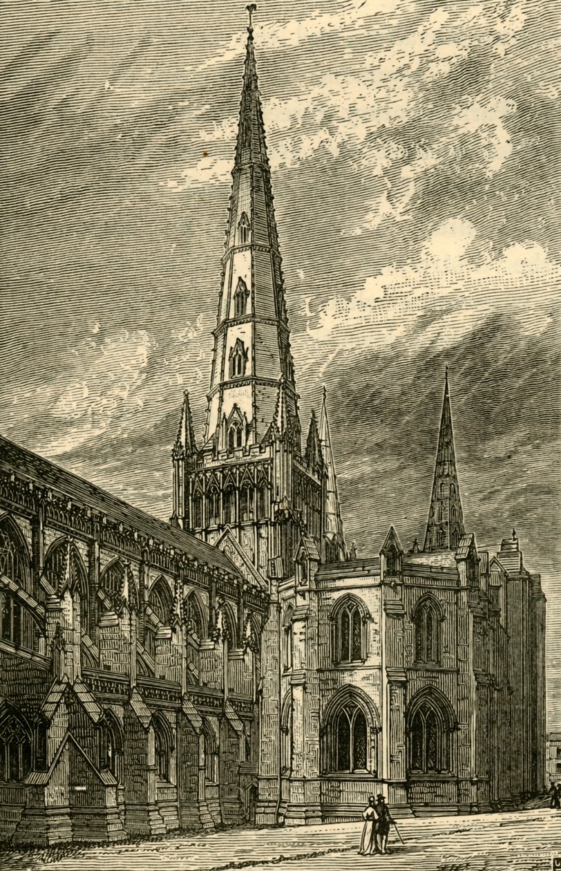 Zewnętrzna część katedry w Lichfield, 1898. autorstwa Unbekannt