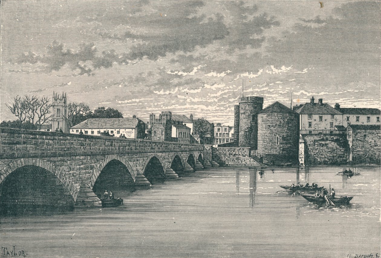 Limerick – most Thomond i zamek króla Jana, 1896 r. autorstwa Unbekannt