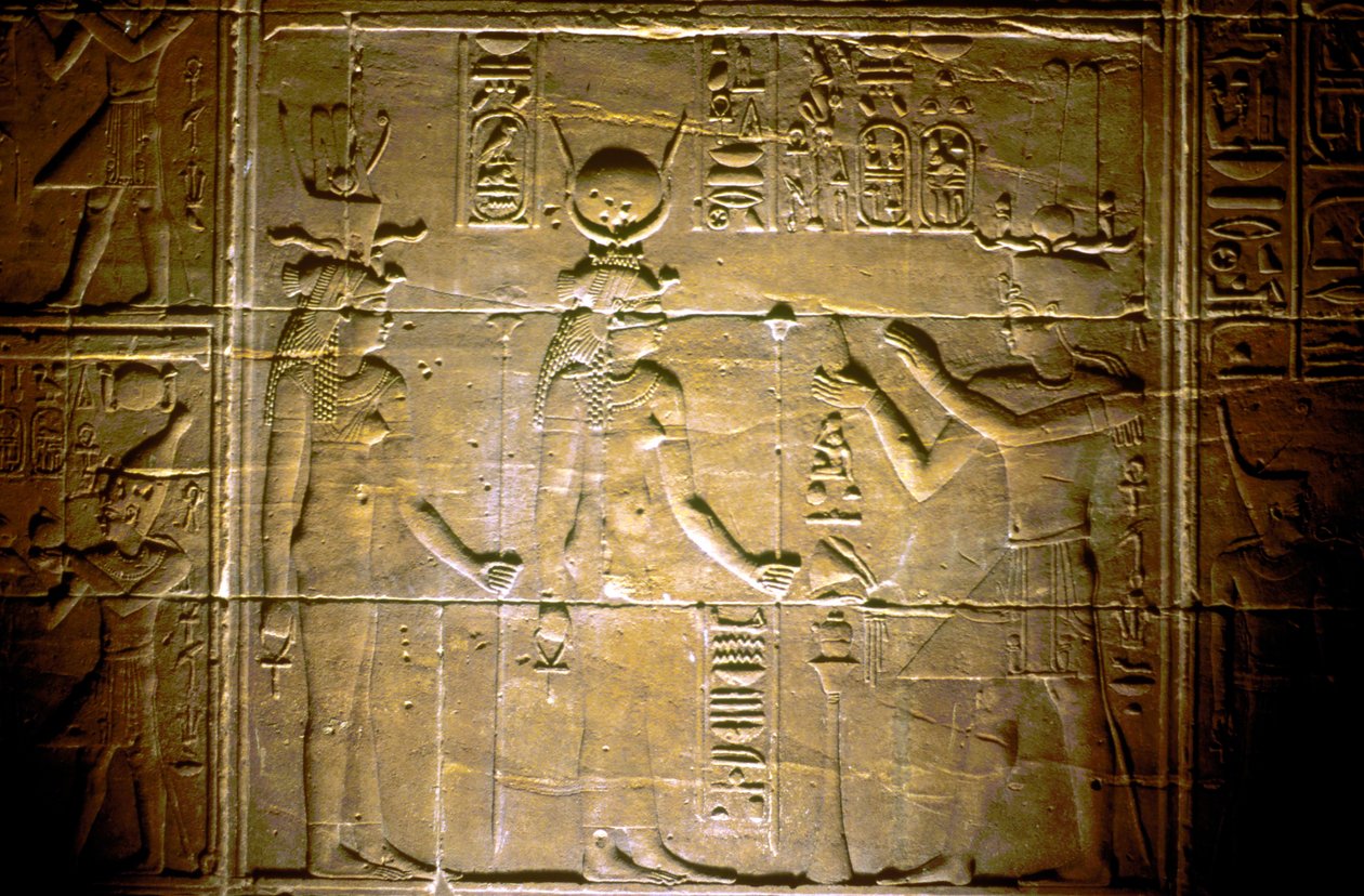 Relief wapienny w świątyni Philae, starożytny Egipt autorstwa Unbekannt