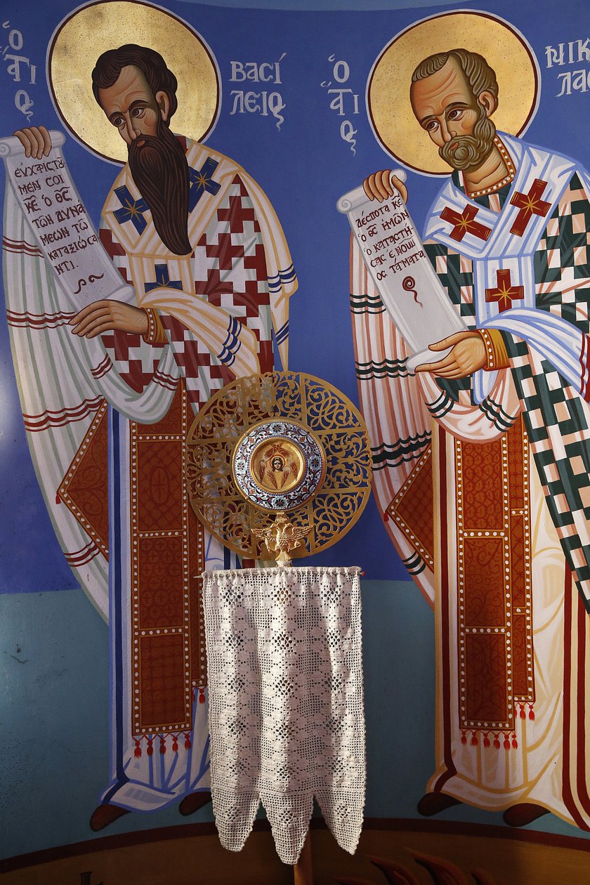 Obiekt liturgiczny w sanktuarium cerkwi Pedoulas, 20150510, Pedoulas, Cypr autorstwa Unbekannt