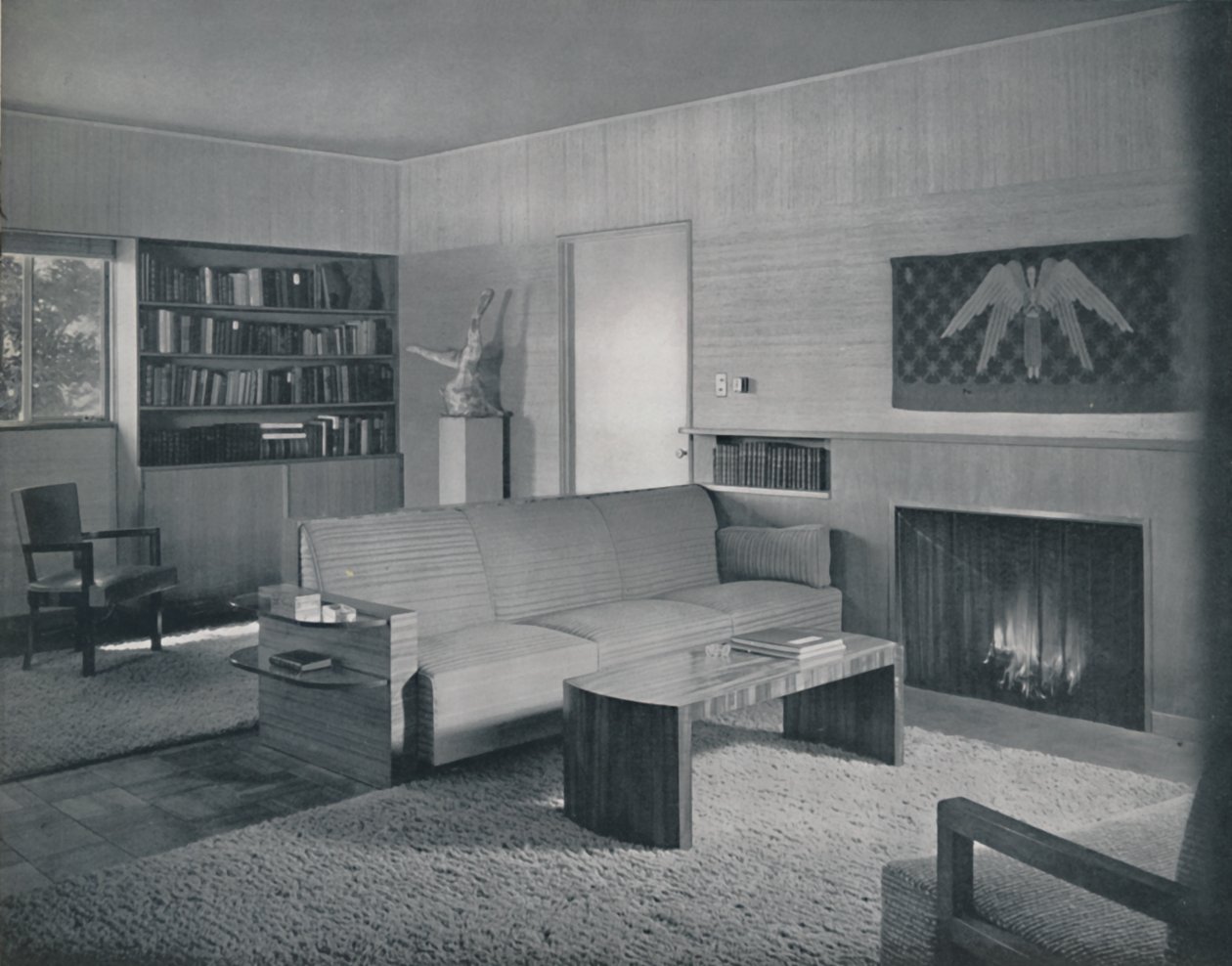 Salon zaprojektowany przez Honora Eastona i Alyne Whalen w domu w Los Angeles, 1942 autorstwa Unbekannt