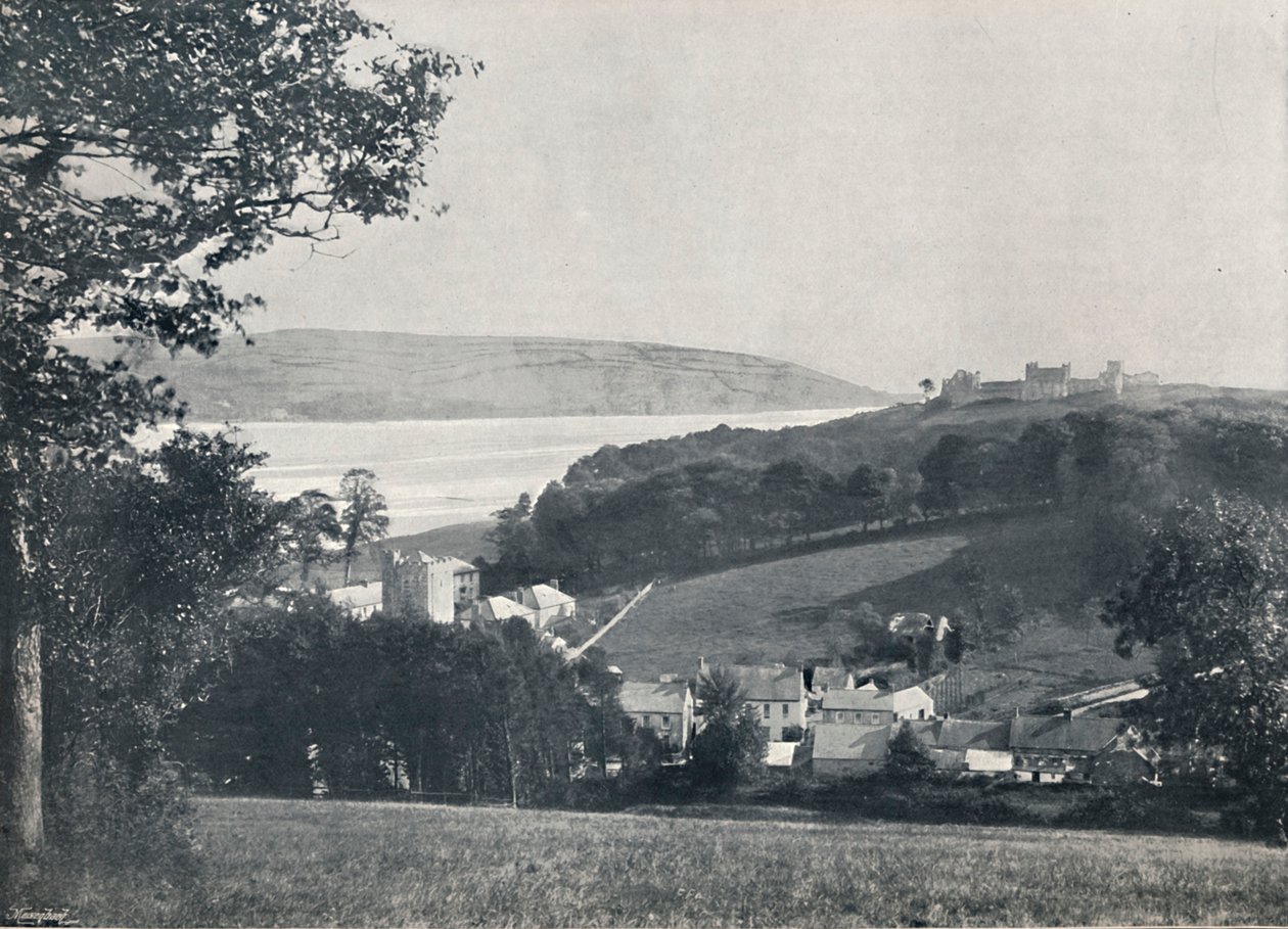 Llanstephan - Wioska i Wzgórze z Koroną Zamkową, 1895 autorstwa Unbekannt