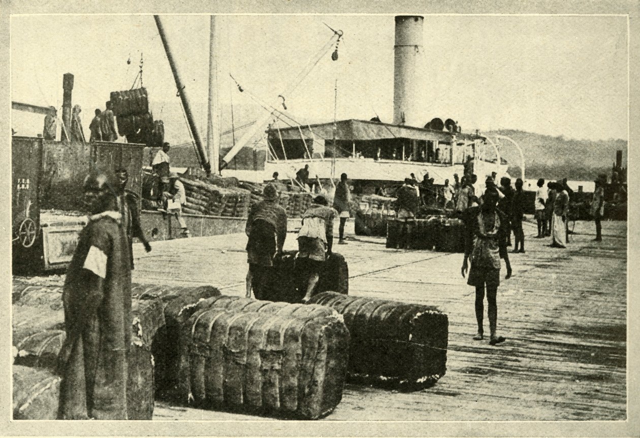 Ładowanie ładunku bawełny, c1948. autorstwa Unbekannt