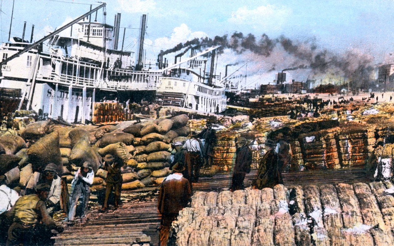 Załadunek bawełny na statek, Memphis, Tennessee, USA, ok. 1900 autorstwa Unbekannt
