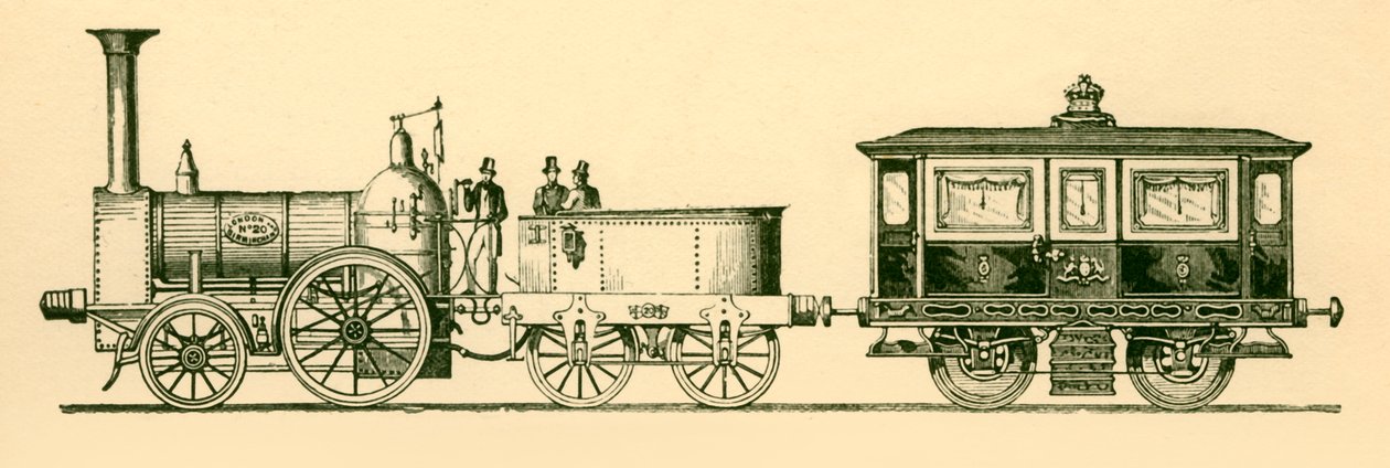 Locomotive and Royal Saloon, London and Birmingham Railway, 1843, 1930. autorstwa Unbekannt