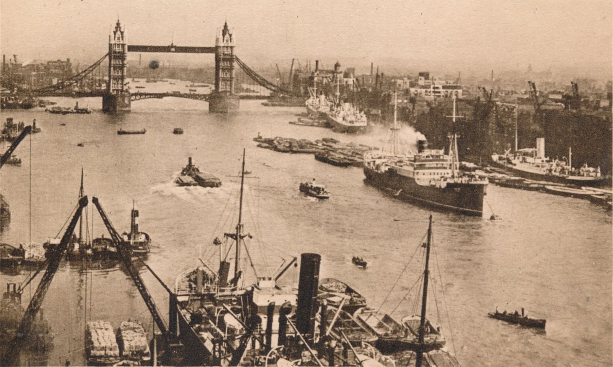 Londyn - Tower Bridge i basen, c1910 autorstwa Unbekannt