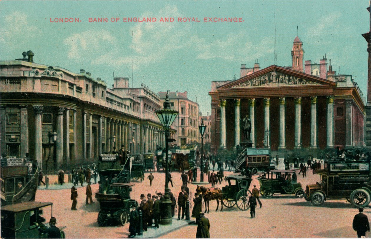 Londyn, Bank Anglii i Royal Exchange, c1910 autorstwa Unbekannt