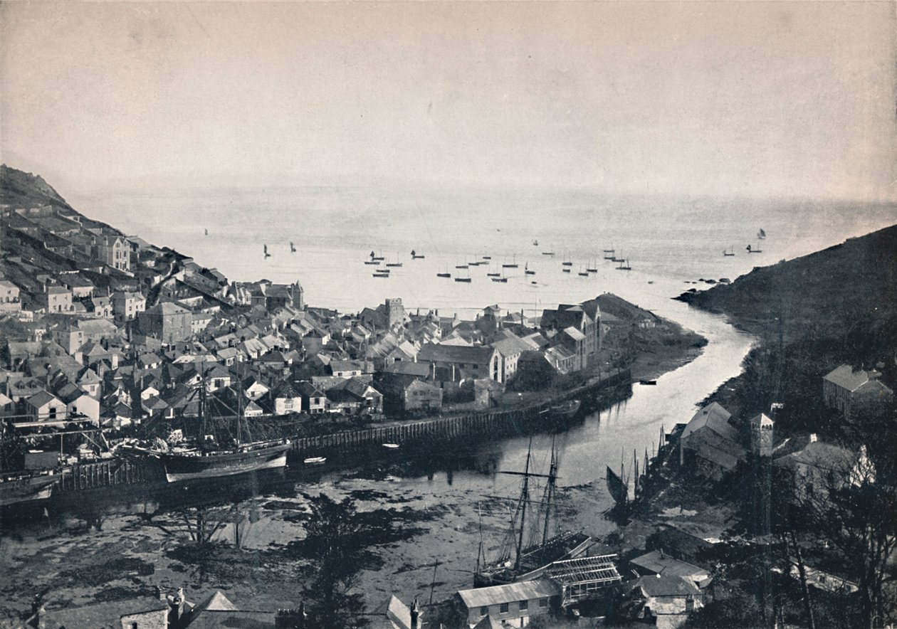 Looe - Widok ze wzgórz, ukazujący ujście, 1895 autorstwa Unbekannt