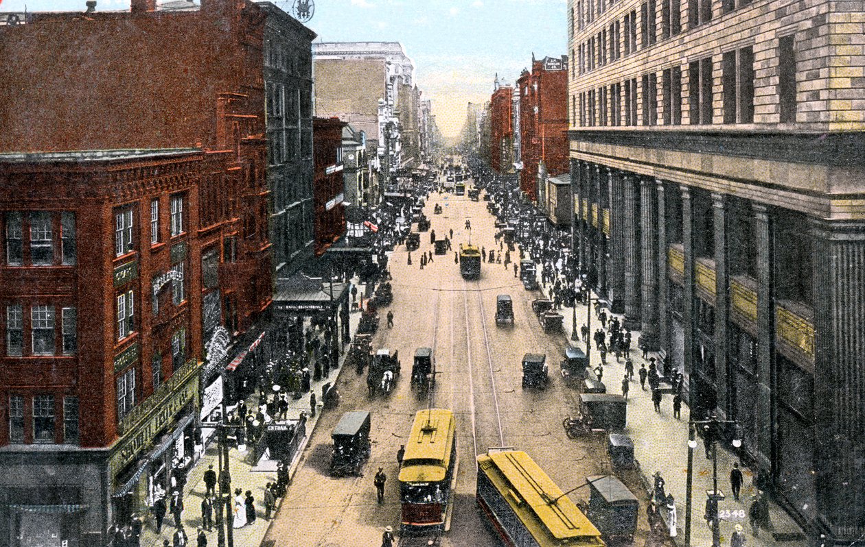 Patrząc na wschód wzdłuż Market Street z ratusza, Filadelfia, Pensylwania, USA, ok. 1900 autorstwa Unbekannt