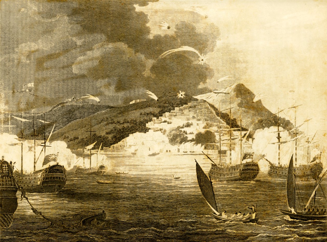 Flota Lorda Exmouth bombarduje miasto Algier, 1816. autorstwa Unbekannt