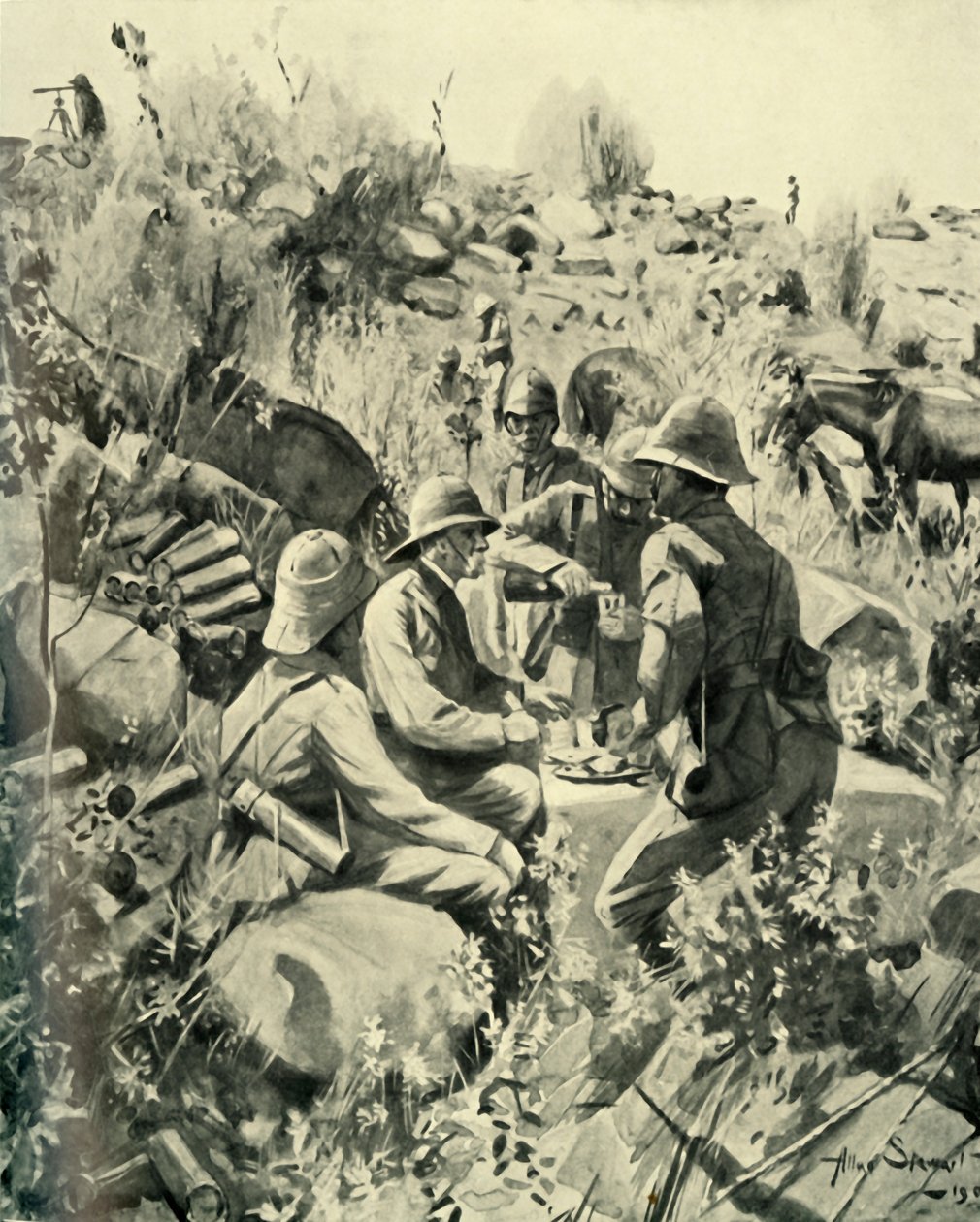 Lord Roberts i personel na lunchu na Veldt, 1901. autorstwa Unbekannt