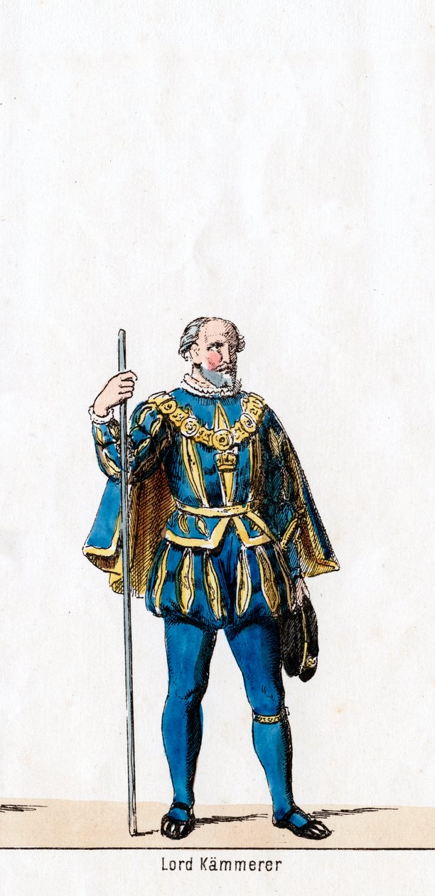 Lord skarbnik, projekt kostiumów do sztuki Szekspira Henryk VIII, XIX w. autorstwa Unbekannt