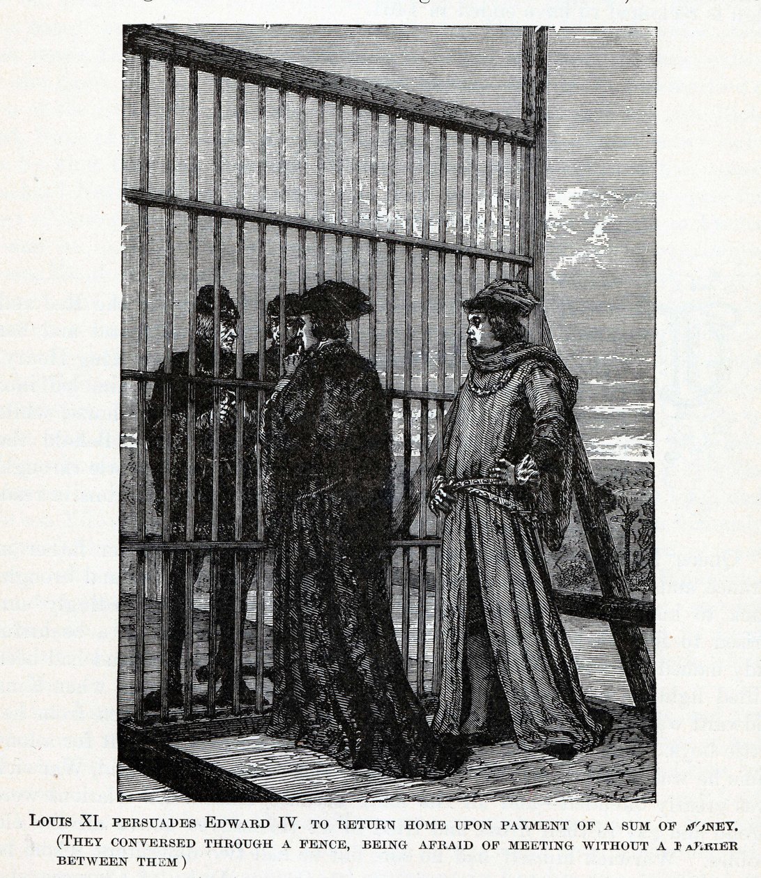 Ludwik XI namawia Edwarda IV do powrotu do domu z pewną sumą pieniędzy, 1882 autorstwa Unbekannt