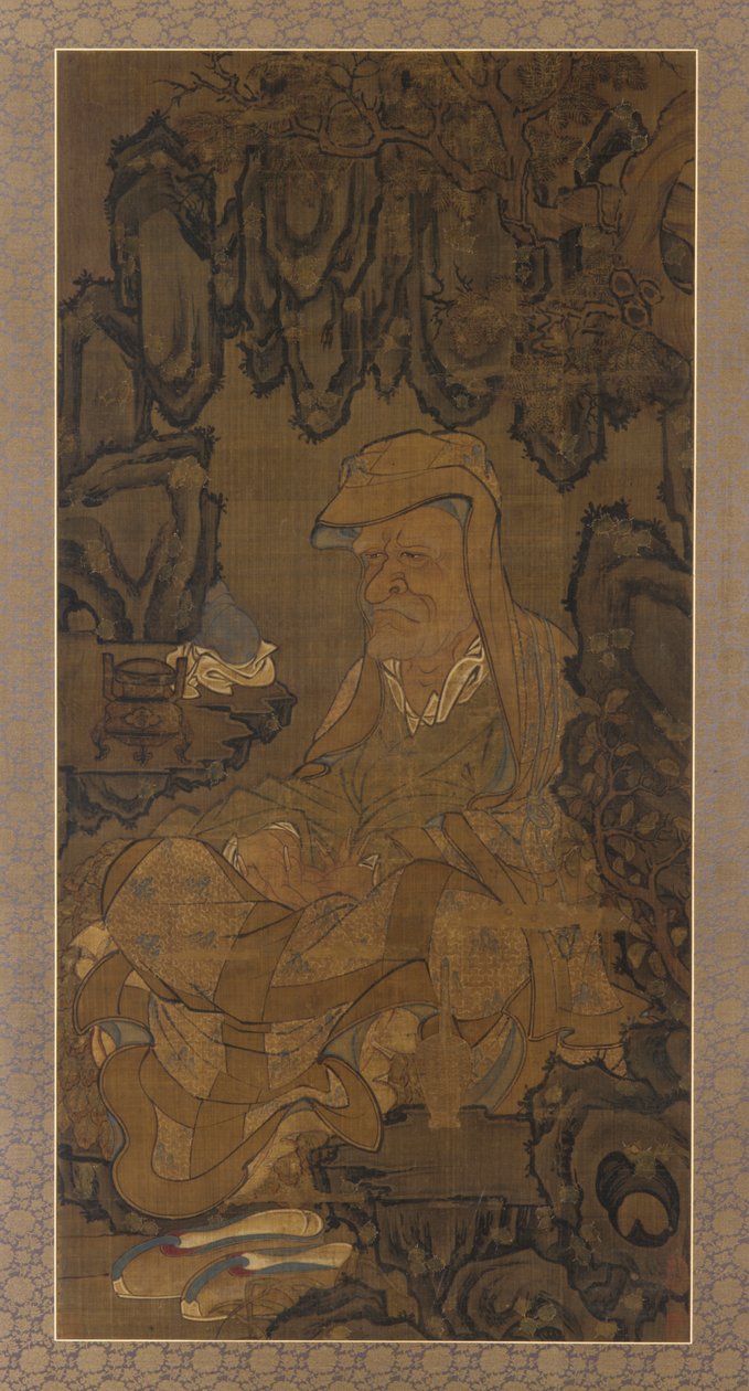 Luohan medytuje w grocie, 1345. autorstwa Unbekannt