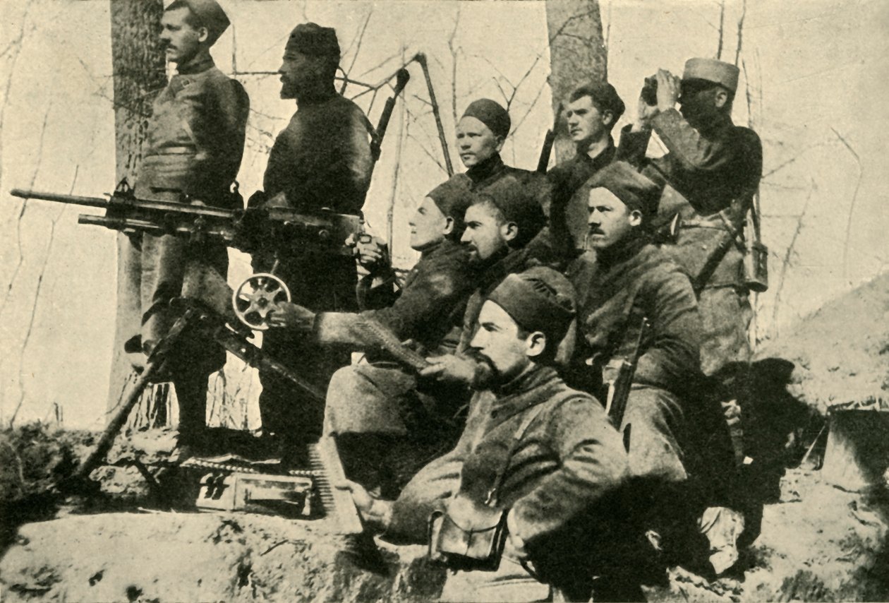 Sekcja karabinów maszynowych w Zouaves, I wojna światowa, 1915, ok. 1920. autorstwa Unbekannt