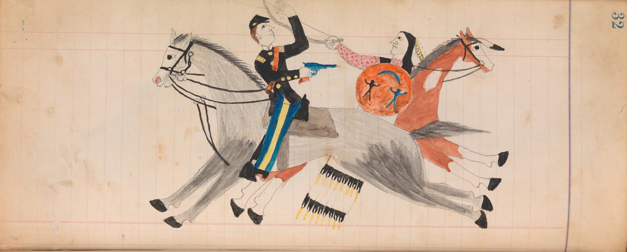 Maffet Ledger: Indianin i żołnierz na koniu, ca. 1874-81. autorstwa Unbekannt